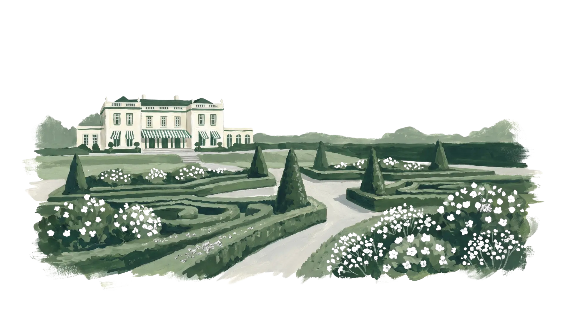 Château and formal garden illustration