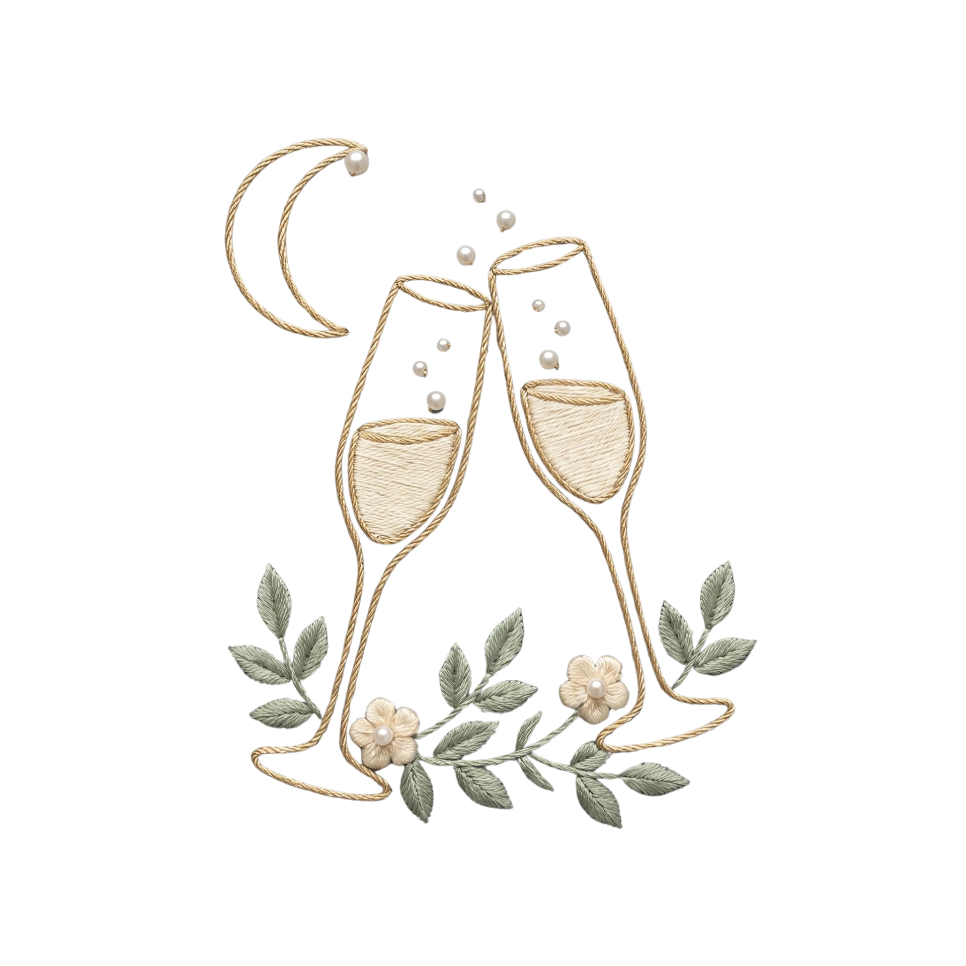 Painted champagne glasses with moon and stars