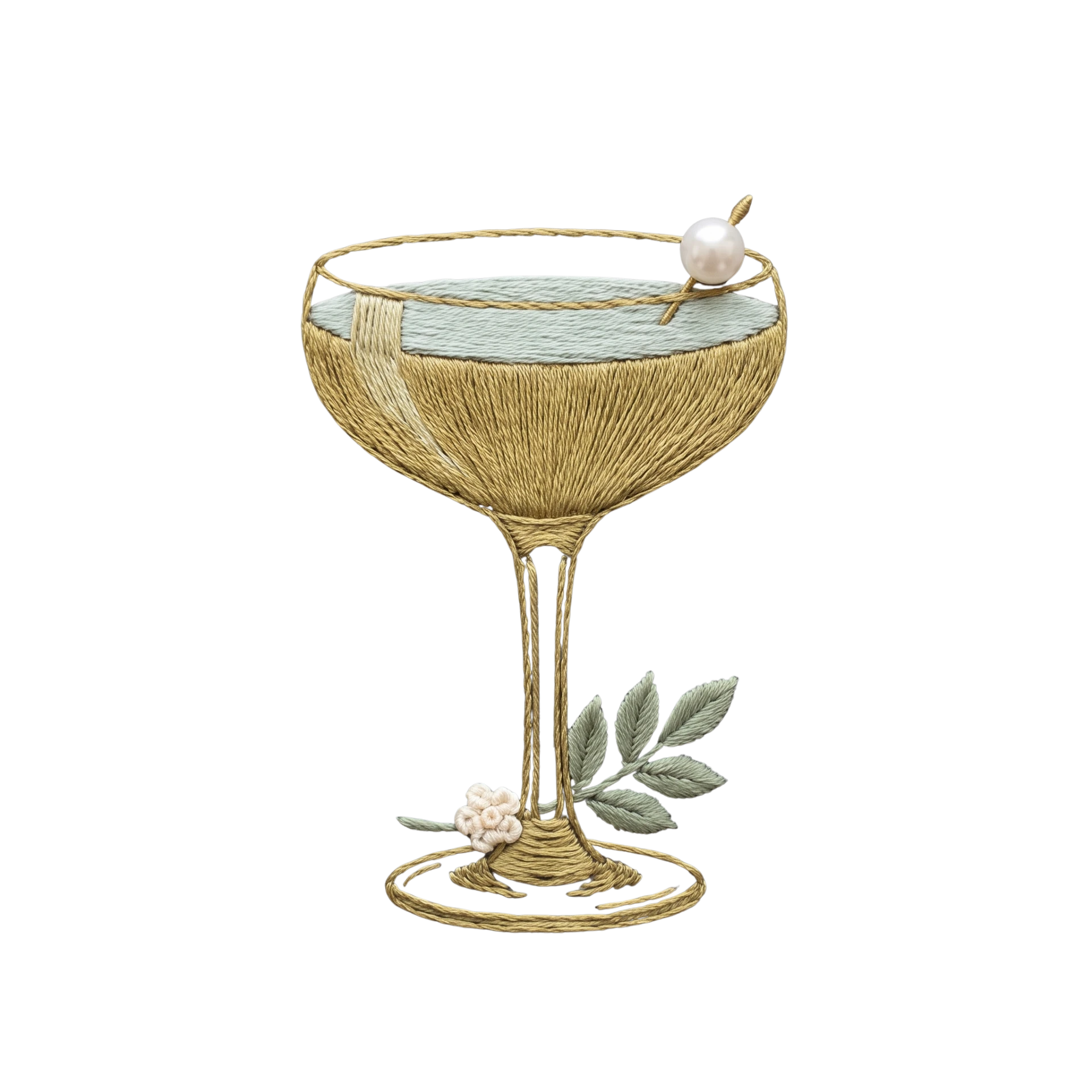 Painted martini glass with olive