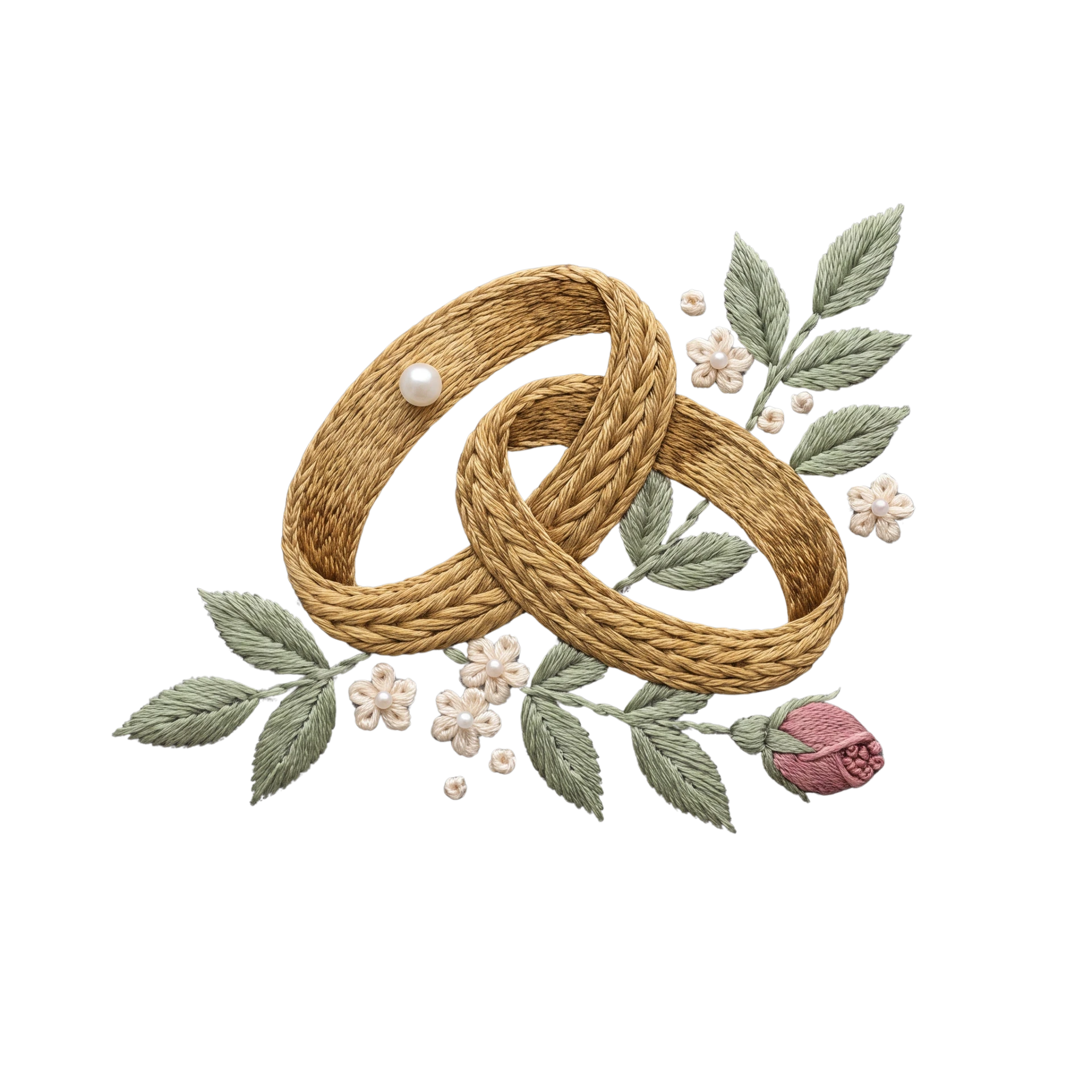 Painted gold wedding rings with blossoms